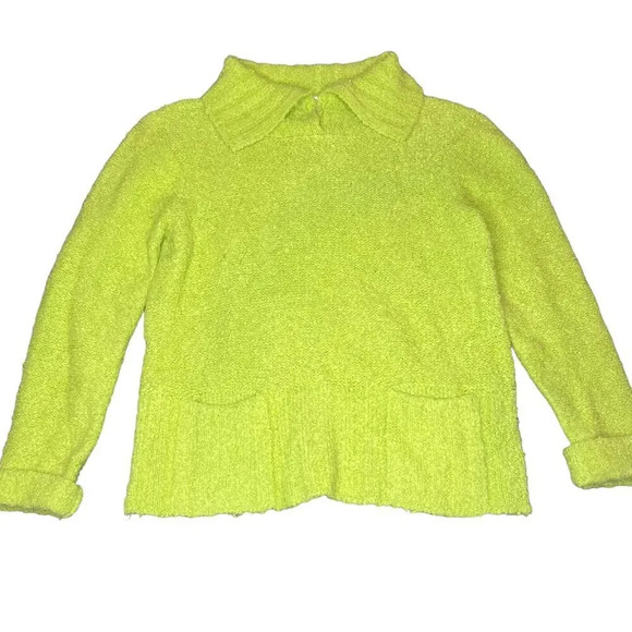 Vintage Talbots Women's Medium Lime Green Wool Blend Knit Pullover Sweater - Picture 2 of 5